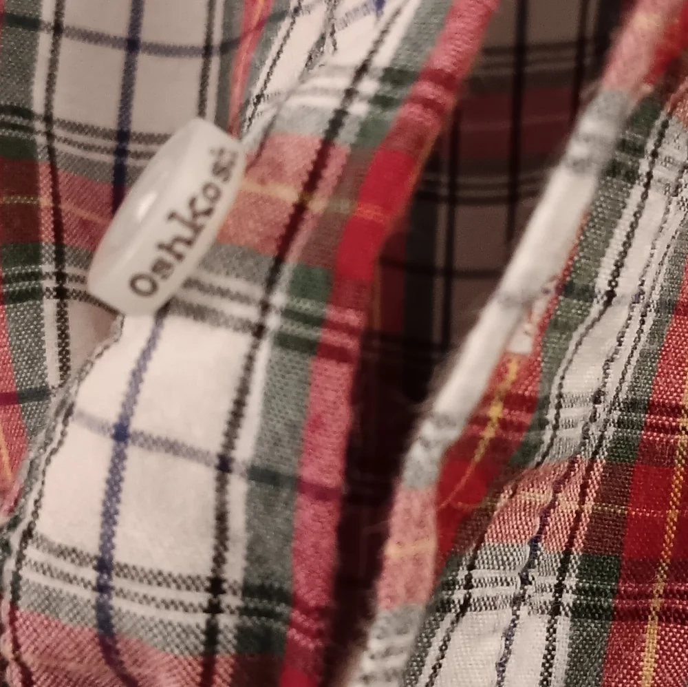 Vintage OSH KOSH BGOSH snap button down collared long sleeve onesie red plaid